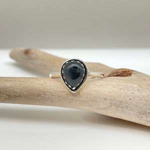 Teardrop Black Onyx Ring, 925 Sterling Silver Sizes 5-10 available
