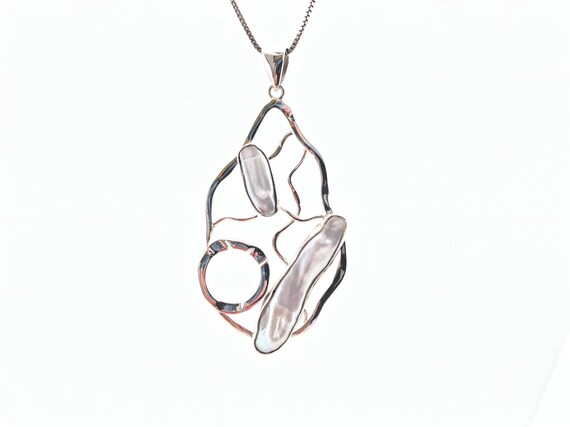 Natural Baroque White Biwa Freshwater Pearl 925 Silver Pendant & Earrings Jewelry Set – Vintage Style Choker