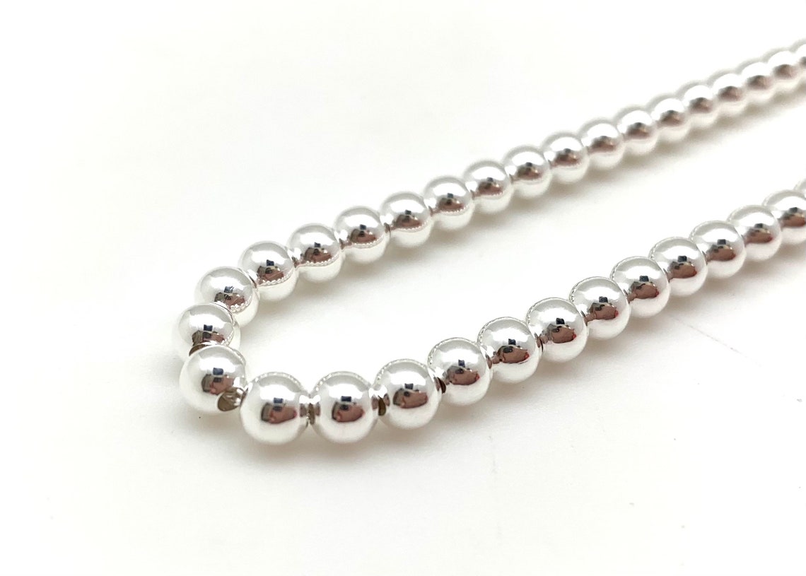5mm Italian Silver Ball Necklace // 925 Sterling Silver // Etsy UK