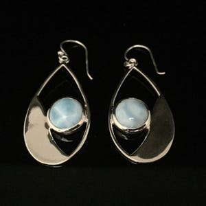 Larimar Earrings // Abstract Teardrop Setting // Larimar Earrings // 925 Sterling Silver