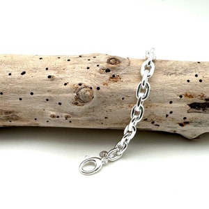 Silver Italian Link Bracelet 7-8 inch / Chunky Link Bracelet / Silver Statement Bracelet / 925 Sterling