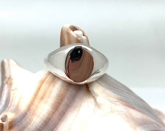 Chevalière ovale en argent sterling, design minimaliste