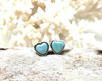 ラリマー リトルハート イヤリング 8mm / ラリマー パフィーハート