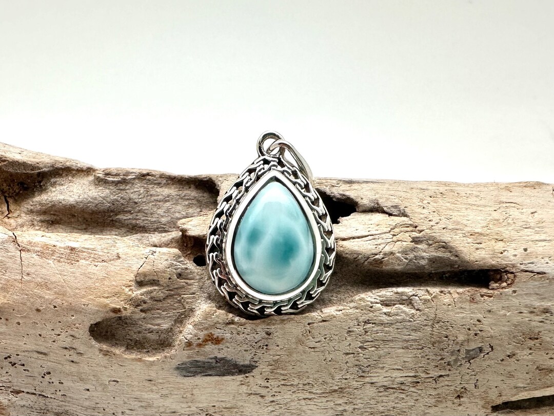 Pendentif fait main en argent sterling 925 pierre précieuse feu bleu