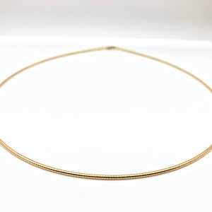 Gold Plated Omega 1.25mm Round Cable Choker // 925 Sterling Silver // 16, 18, 20 Inches // Thin Gold Plated Wire Choker