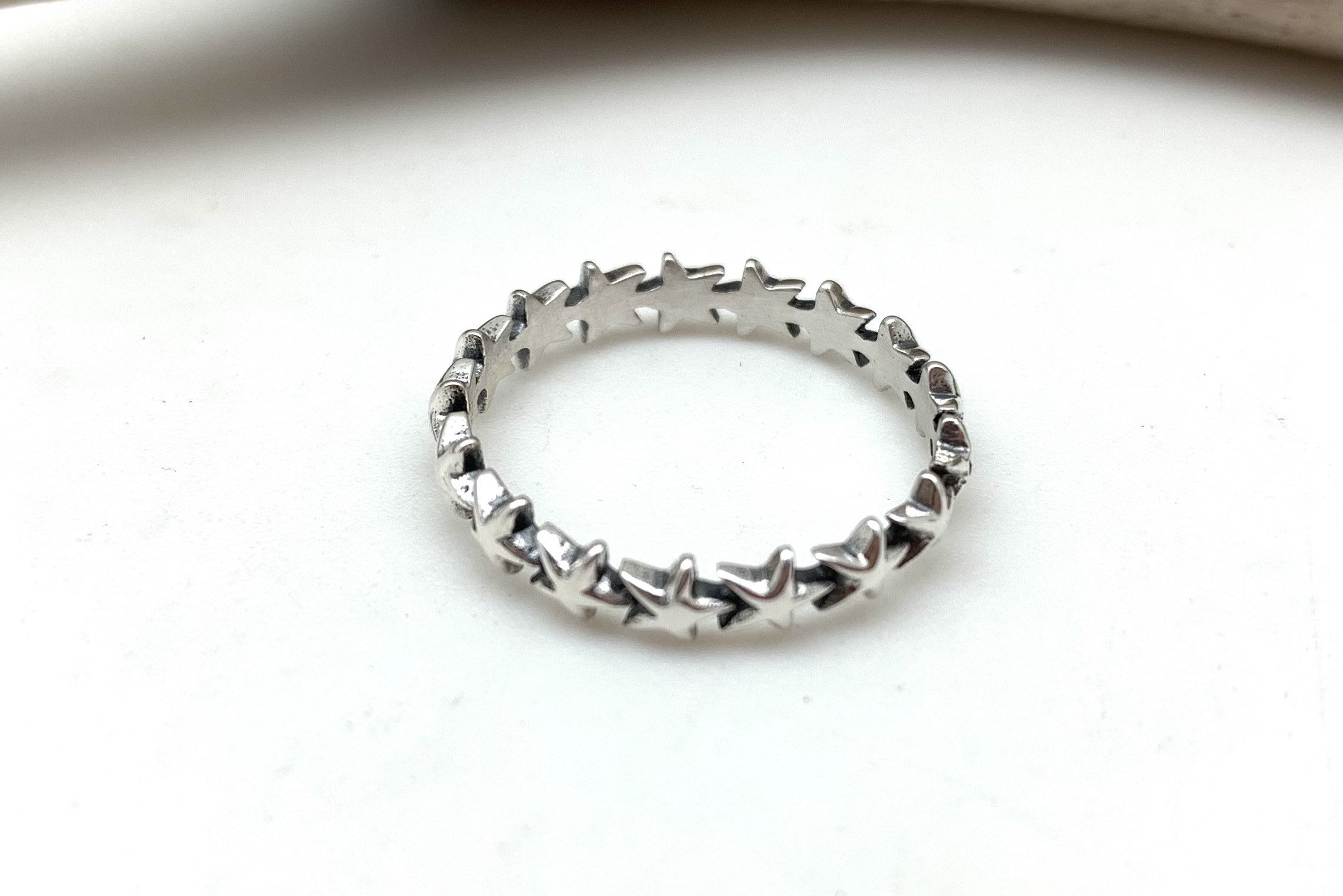 Silver Stars All the Way Around Ring 3mm Size5 10 Stars Ring