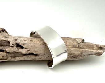 Flat Silver Cuff 7"-8" / Silver Statement Cuff / Simple Cuff Bracelet / Medium Width 22mm Cuff Bracelet / 925 Sterling
