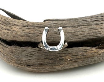 Sterling Silver Horseshoe Ring, Good Luck Charm (Size 5-13)