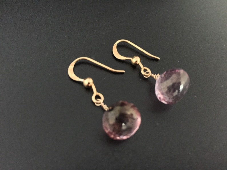 Pink Quartz Gold Earrings Pink Quartz Onion Briolette Gold Vermeil