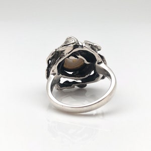 Pearl Ring // Oxidized Abstract Setting // Silver Pearl Ring // Sterling Silver // Size 8 image 5