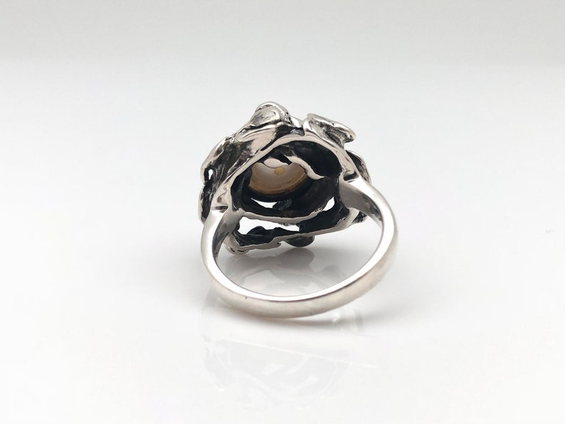 Pearl Ring // Oxidized Abstract Setting // Silver Pearl Ring // Sterling Silver // Size 8 image 5