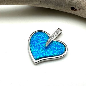 Blue Opal Fish Hook Pendant 20mm // Blue Opal Hawaii Pendant // Fish Hook Opal Necklace // Blue Opal // Sterling Silver