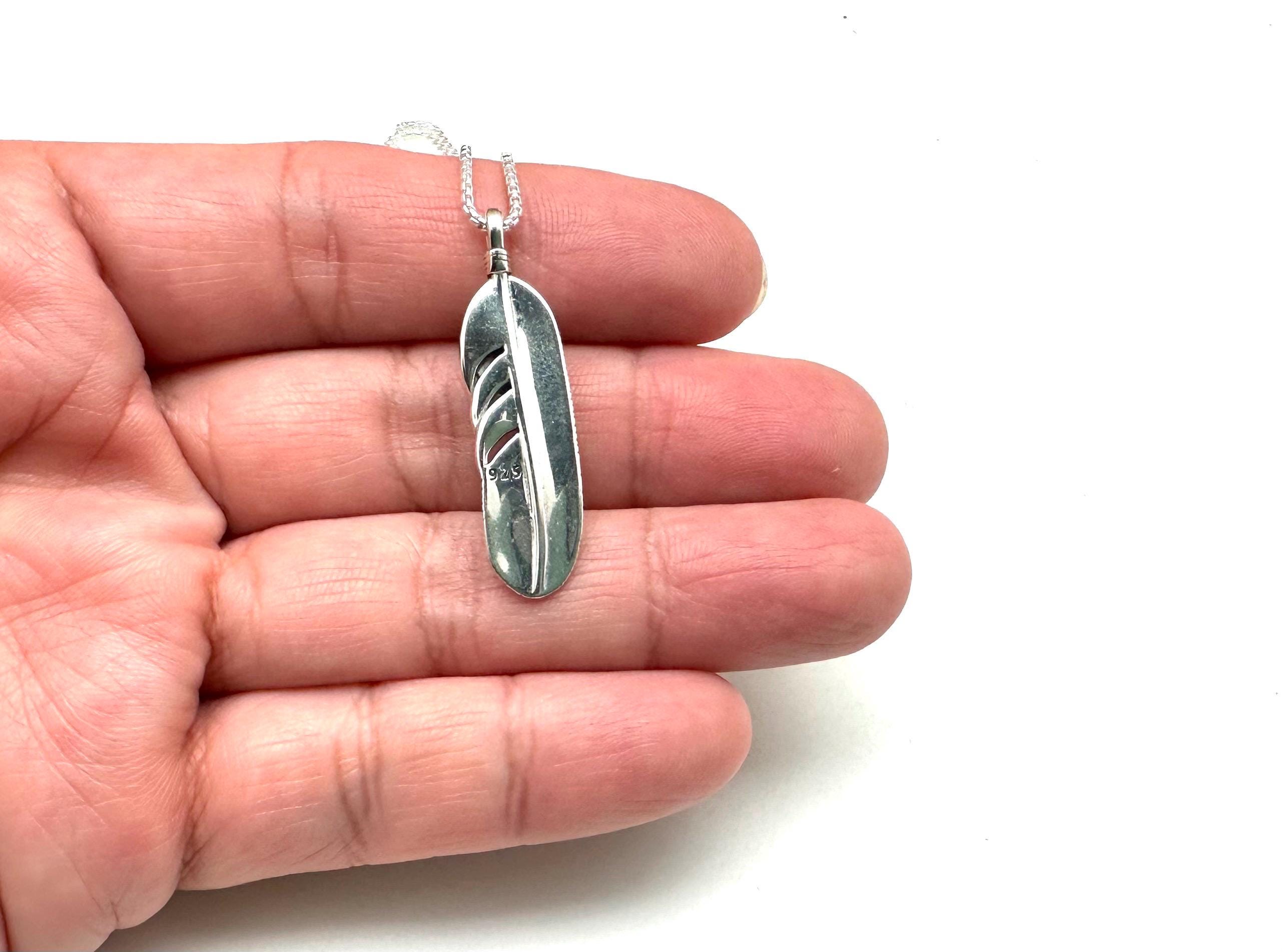 Turquoise Coral Feather Necklace, 925 Sterling, With 18