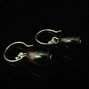 Dangly Freshwater Black Pearl Earrings // 925 Sterling Silver // Black Pearl Earrings