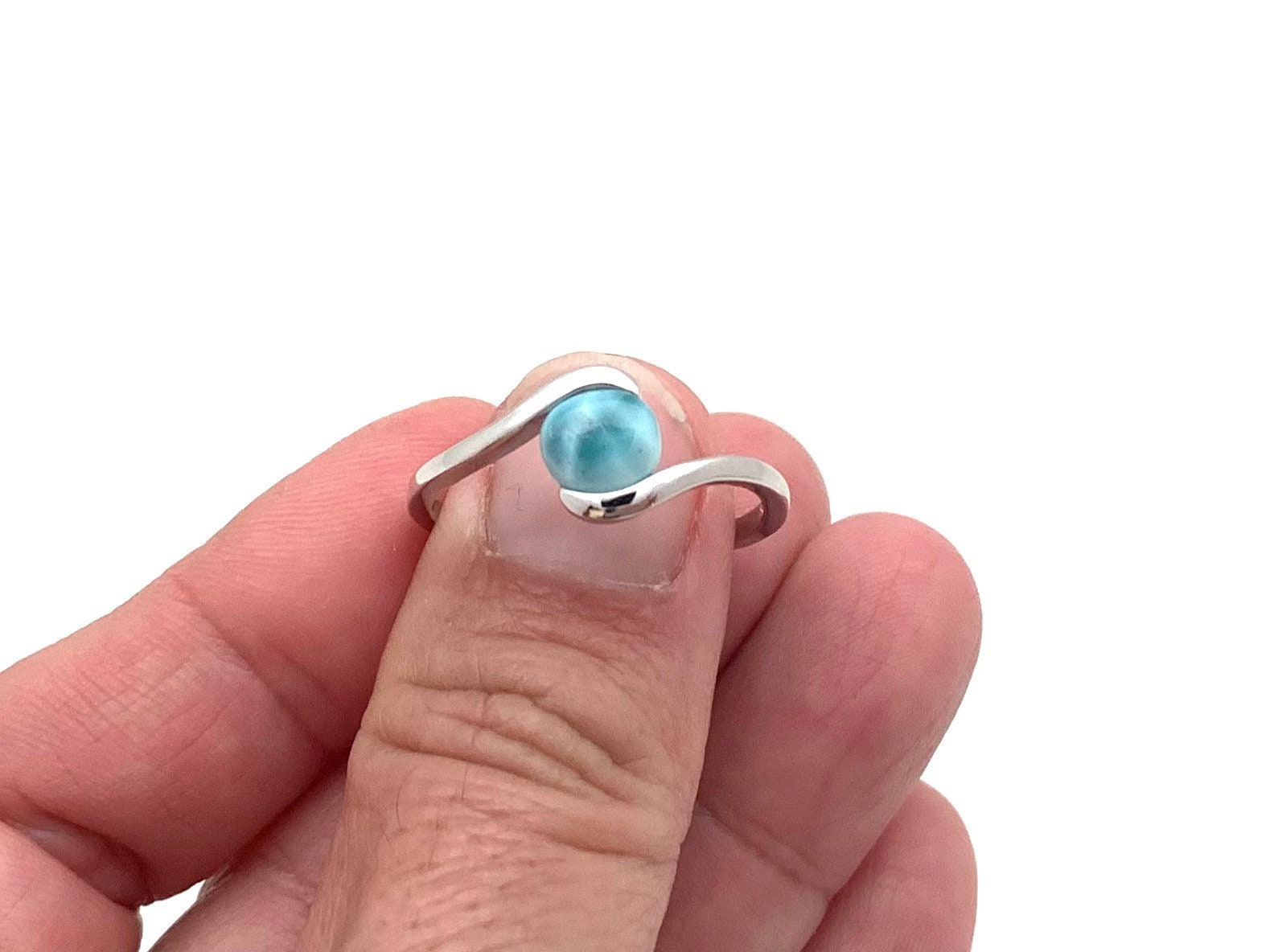Genuine Larimar 925 Sterling Silver Ring – Impressive Stone, Women's Sizes 5-10, Unbranded - View #4