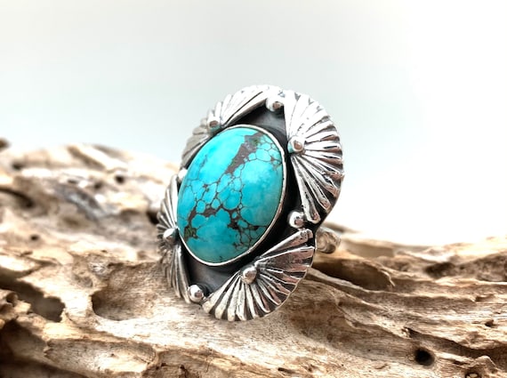 SouthWestArtisans Navajo Ring, Kingman Turquoise, Sterling Silver, India |  Ubuy
