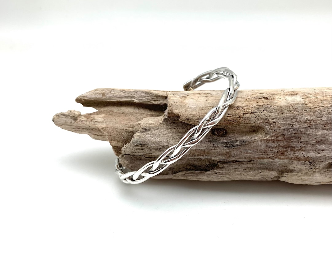 Simple Cuff Silver Braid Cuff 6.5” to 8” / Silver Simple Cuff / Minimalist Modern ...