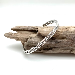 Silver Braid Cuff 6.5” to 8” / Silver Simple Cuff / Minimalist Modern Cuff / Sterling Bracelet / 925 Silver