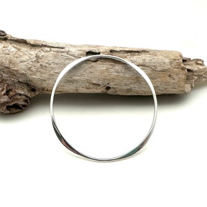Round Silver Bangle 7” / Modern Silver Bangle / Shiny Sterling Bangle / Stackable / 925 Silver