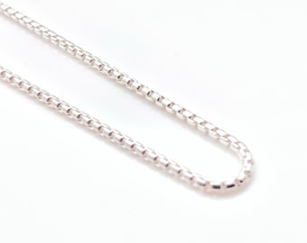 スターリングシルバー製ラウンドボックスチェーン（1.5mm）、丈夫なペンダントチェーン
