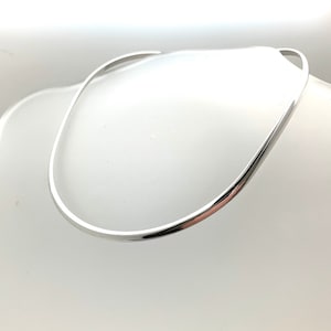 16 inch Rounded Flat 4mm Silver Choker / 4mm Silver Oval Choker / Silver Contoured Choker /  16 inch Dome Choker / Minimalist / 925 Silver