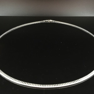 4mm Omega Silver Choker Necklace // 925 Sterling Silver // 20 Inches // Lobster Clasp // Made In Italy