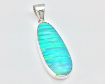 Green Opal Pendant // 925 Sterling Silver // Opal Pendant // Medium Size Setting