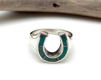 Mens turquoise horseshoe ring deals