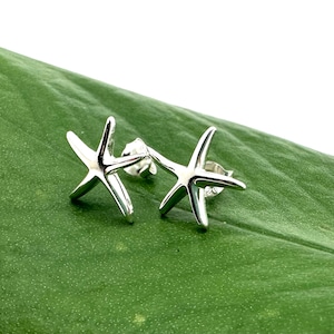 May include: A pair of silver starfish stud earrings. The earrings are small and delicate, and they would make a great gift for someone who loves the ocean.