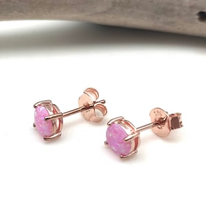 Pink Opal Rose Gold Posts // Pink Opal Earrings // Pink Opal // Small Oval Opal Earrings // Japanese Opal // 925 Sterling Silver
