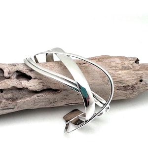 Modern Silver Cuff 7&quot;-8&quot; / Silver Statement Cuff / Abstract Artistic Cuff Bracelet / 925 Sterling