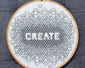 Create - *digital pattern* Blackwork, embroidery, geometric, hoop art, mindfulness, modern and simple