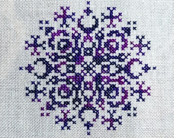 Crystal Gazing Mandala - *digital pattern* modern cross stitch, beginner cross stitch, hoop art, easy cross stitch,