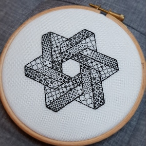 Impossible star - *digital pattern* Embroidery /cross stitch pattern, blackwork, redwork, optical illusion, escher