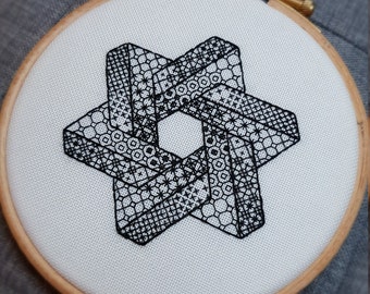 Impossible star - *digital pattern* Embroidery /cross stitch pattern, blackwork, redwork, optical illusion, escher