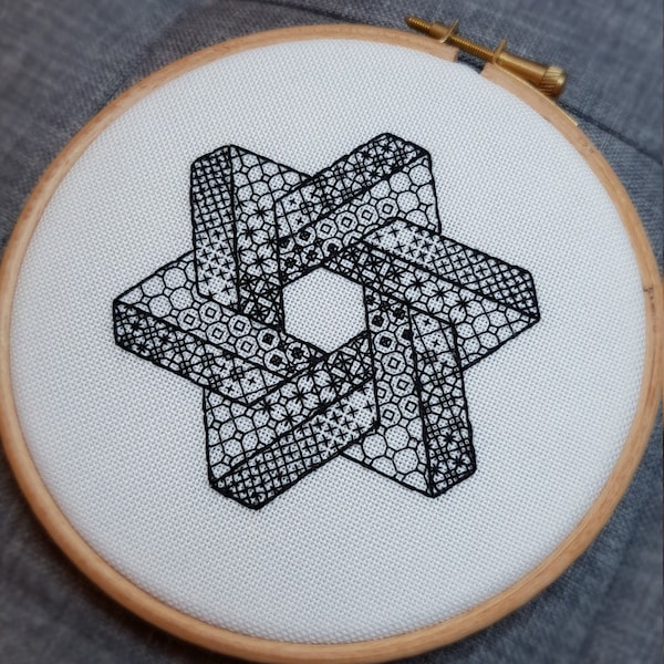 Impossible star - *digital pattern* Embroidery /cross stitch pattern, blackwork, redwork, optical illusion, escher