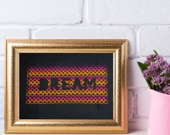 Dream - *digital pattern* Blackwork, embroidery, geometric, hoop art, mindfulness, modern and simple