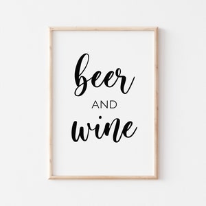 Beer and Wine Wedding Sign, Digital Printable, Wedding Open Bar Sign, Alcohol Sign, Wedding Reception Sign, Drinks Sign, Wedding Decor Print