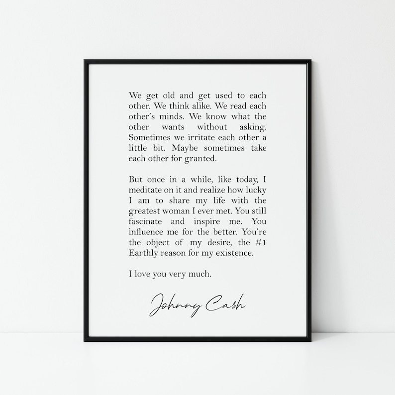 Johnny Cash Love Letter Digital Printable Johnny Cash Print - Etsy