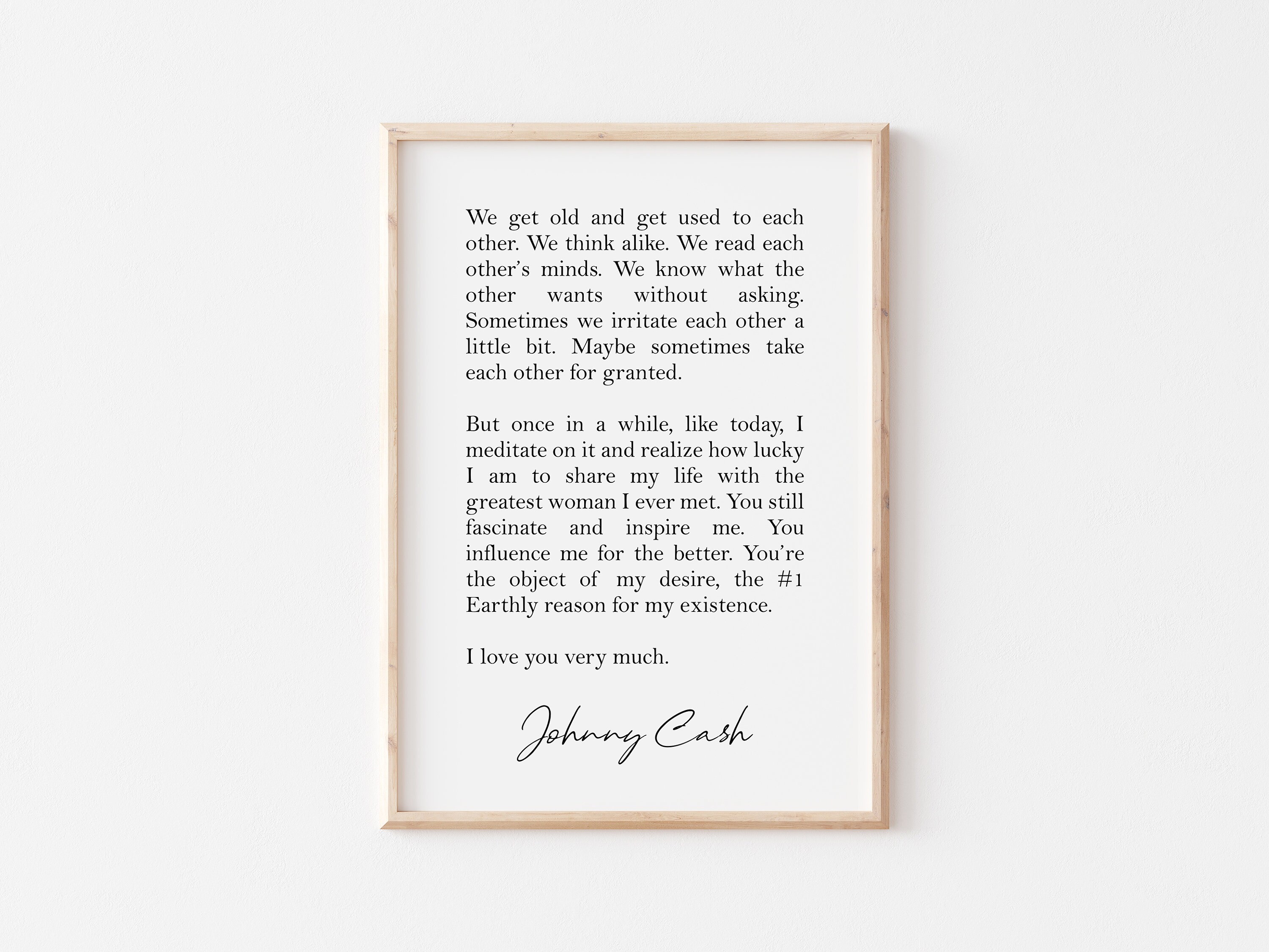 Johnny Cash Love Letter Digital Printable Romantic Bedroom | Etsy