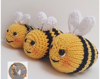 SWC Mini and Baby Bee Knitting Patterns - 2 in 1 - Instant Download PDF Knitting Pattern