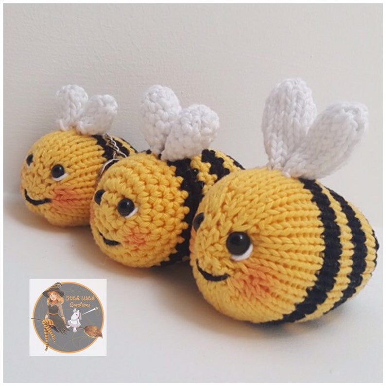 SWC Mini and Baby Bee Knitting Patterns 2 in 1 Instant Download PDF Knitting Pattern image 1
