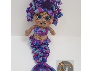 VIOLET the MERMAID crochet pattern - Amigurumi PDF instant download - Meraid crochet pattern only