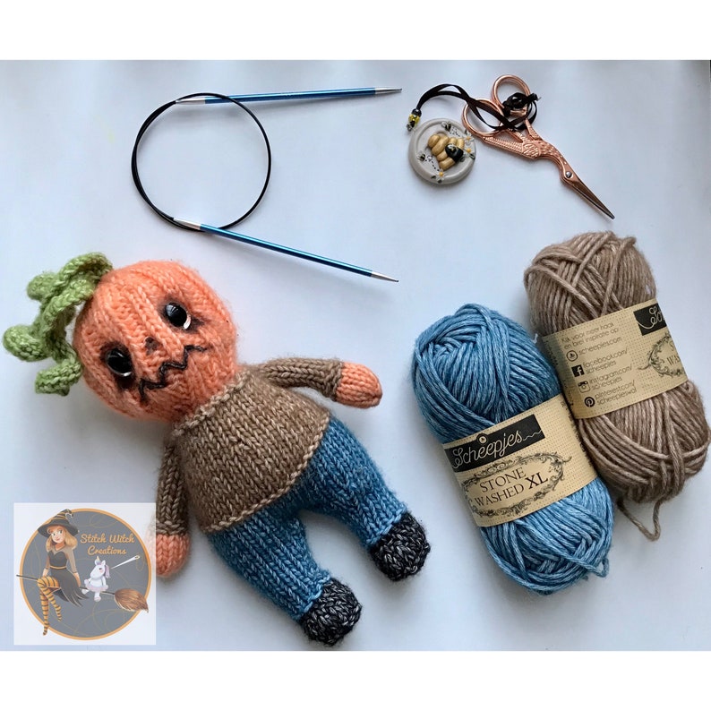 Pumpkin Man Knitting Pattern SWC Pumpkin Halloween Knitted Pattern PDF Instant downloadable pattern Halloween Knitting-Halloween image 1