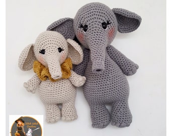 Pattern Bundle SWC Large and Small Elephant Crochet Patterns  - Amigurumi Crochet Pattern - Pdf Instant Download - Pattern only