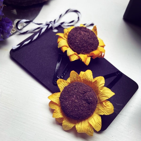 Sunflower hair clips boho festival accessories