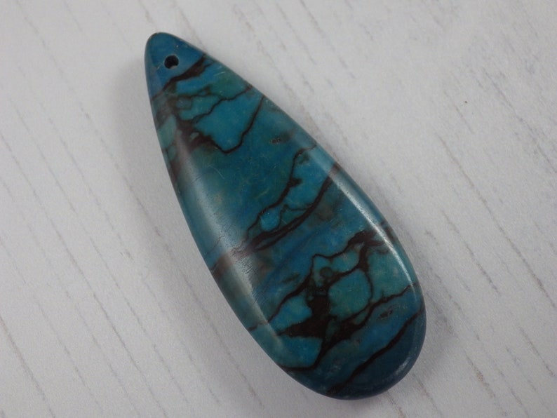 Turquoise Blue Jasper Pendant Statement Pendant UK Jewellery Making Supplies G7 Focal 50x20mm Semi Precious Gemstone Loose Stone