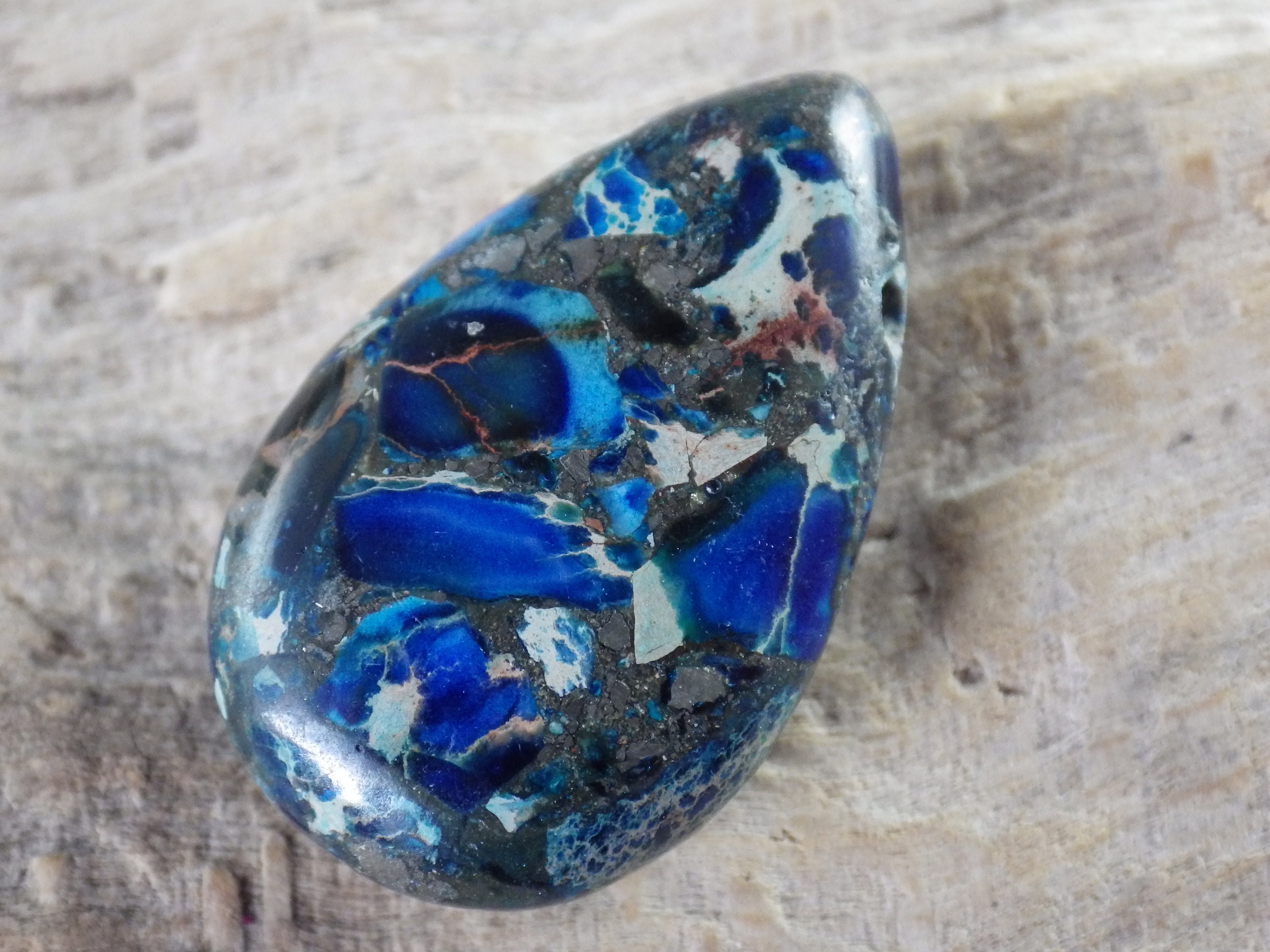 Blue Jasper Semi Precious Gemstone Pendant 26x16mm Etsy