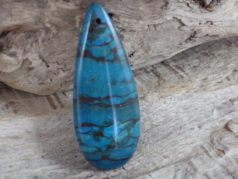 Turquoise Blue Jasper Pendant Statement Pendant UK Jewellery Making Supplies G7 Focal 50x20mm Semi Precious Gemstone Loose Stone