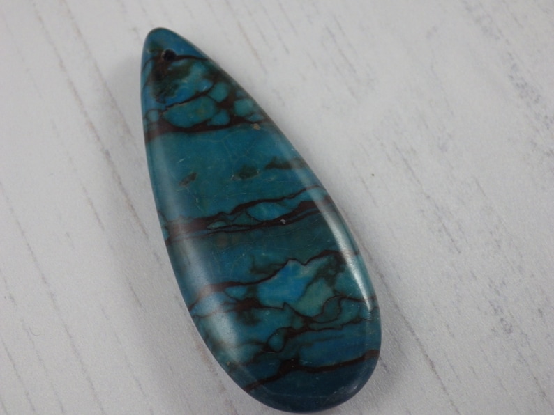 Turquoise Blue Jasper Pendant Statement Pendant UK Jewellery Making Supplies G7 Focal 50x20mm Semi Precious Gemstone Loose Stone